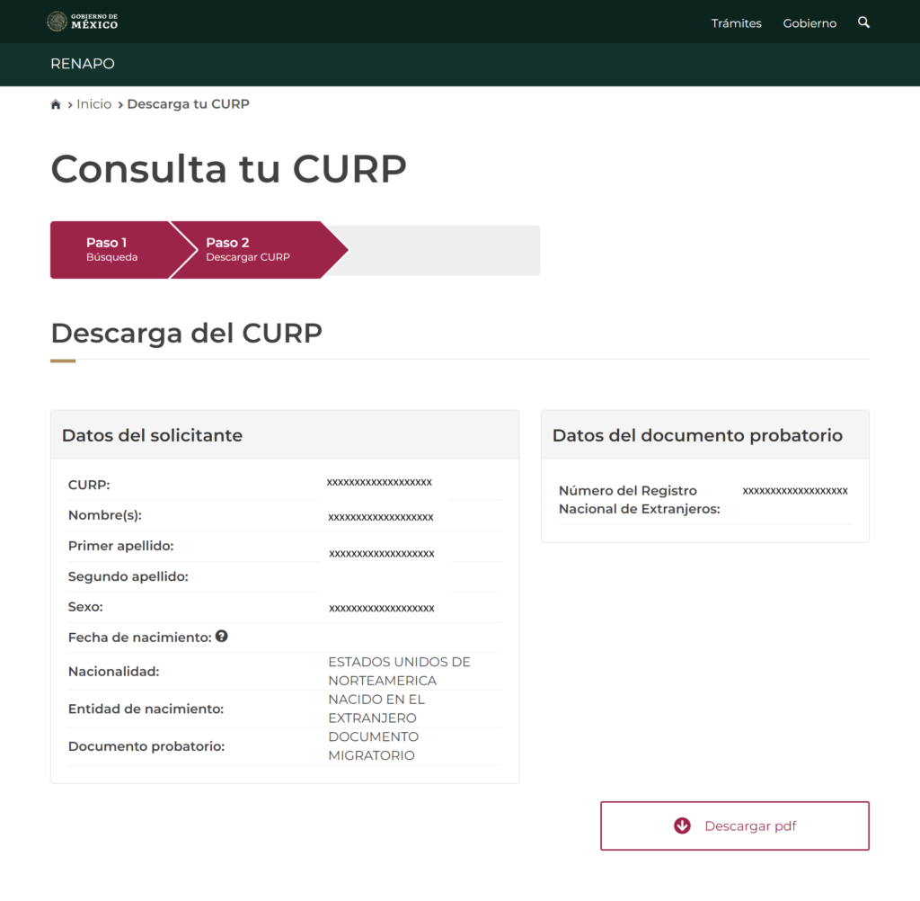 Consulta tu CURP