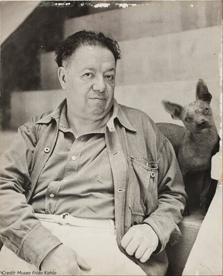 Diego Rivera with a Xolo dog.