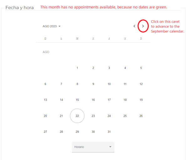 Date selection step