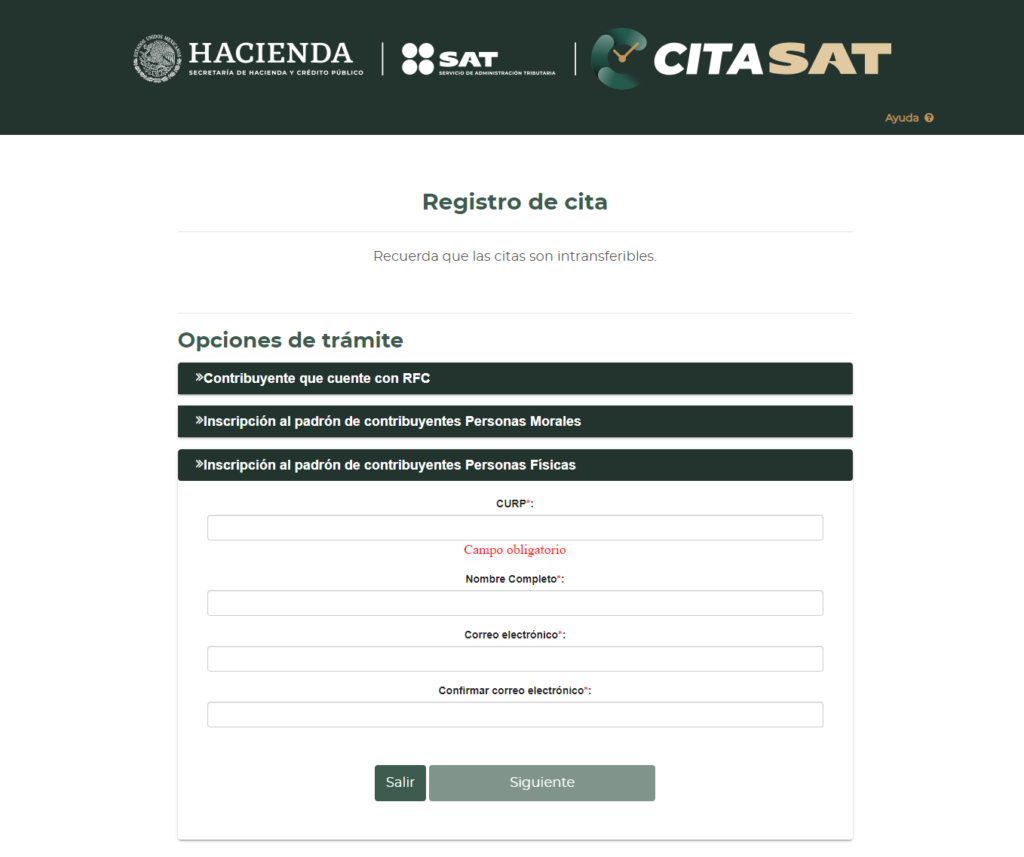 Registro de cita