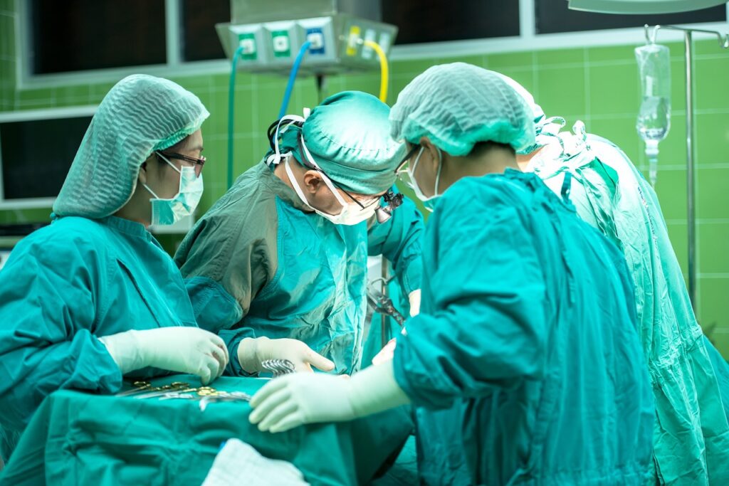 Doctors operating on a patient