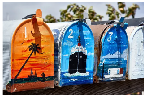 mailboxes at the beach