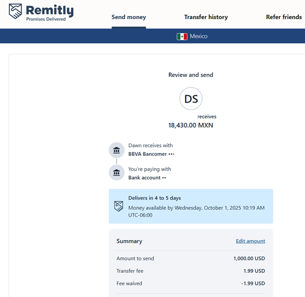 Comparing International Money Transfer Services in 2025 3 Remitly transfer quote