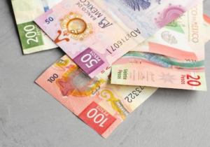 Mexican banknotes on a table